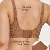 Sutiã T-Shirt Sem Costura Push-Up Confortável com Estampa de Leopardo