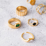 Anel Ajustável Ônix Banhado em Ouro 18k