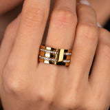Anel Caviar Stack Banhado em Ouro 18K