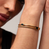 Bracelete Camadas Ônix Banhado em Ouro 18k