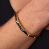 Bracelete Cristais Navete Verde Banhado em Ouro 18K