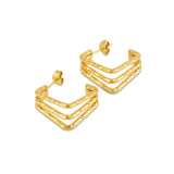 Brinco Amelie Triplo Divisões Banhado em Ouro 18K