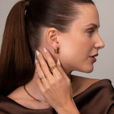 Brinco Argola Quadrada Leonor Banhado em Ouro 18K
