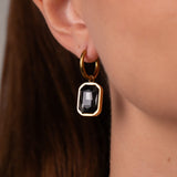 Brinco Argolinha Cristal Preto Banhado em Ouro 18k