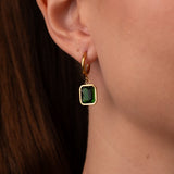 Brinco Argolinha Cristal Verde Banhado em Ouro 18k