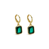 Brinco Argolinha Cristal Verde Banhado em Ouro 18k