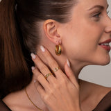 Brinco de Argola Croissant Banhado em Ouro 18K