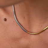 Colar Contraste Malha Banhado em Ouro 18K