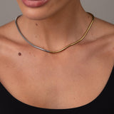 Colar Contraste Malha Banhado em Ouro 18K