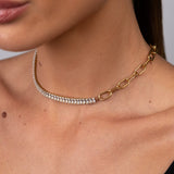 Colar Gargantilha Riviera Baguete Banhado em Ouro 18k