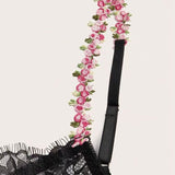 Sexy Floral Lace Mesh See-through Long Camisole Nightgown