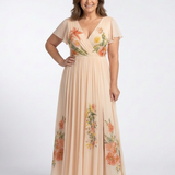 Calista | Vestido Maxi de Mangas Curtas com Decote em V