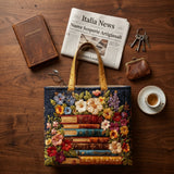 Mala acolchoada com padrão floral e livros – Para os amantes dos livros