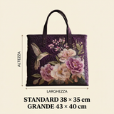 Mala artesanal com beija-flores e orquídeas – Elegante e prática