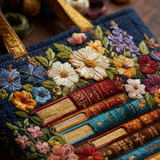 Mala acolchoada com padrão floral e livros – Para os amantes dos livros