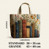 Mala acolchoada com motivos de livros e flores – Para os amantes dos livros