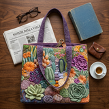 Mala floral acolchoada com padrão de jardim de suculentas – Dois tamanhos