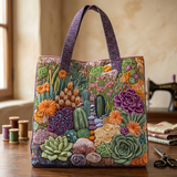Mala floral acolchoada com padrão de jardim de suculentas – Dois tamanhos