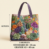 Mala floral acolchoada com padrão de jardim de suculentas – Dois tamanhos