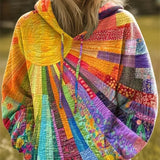 Dawnella | Sweatshirt Boémia com Capuz e Patchwork Multicolor