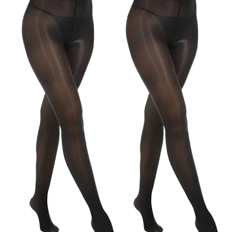 Pack de 2 Collants Transparentes Brilhantes de Cintura Subida