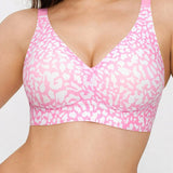 Sutiã T-Shirt Sem Costura Push-Up Confortável com Estampa de Leopardo