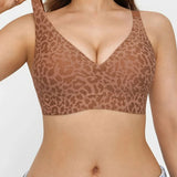 Sutiã T-Shirt Sem Costura Push-Up Confortável com Estampa de Leopardo