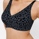 Sutiã T-Shirt Sem Costura Push-Up Confortável com Estampa de Leopardo