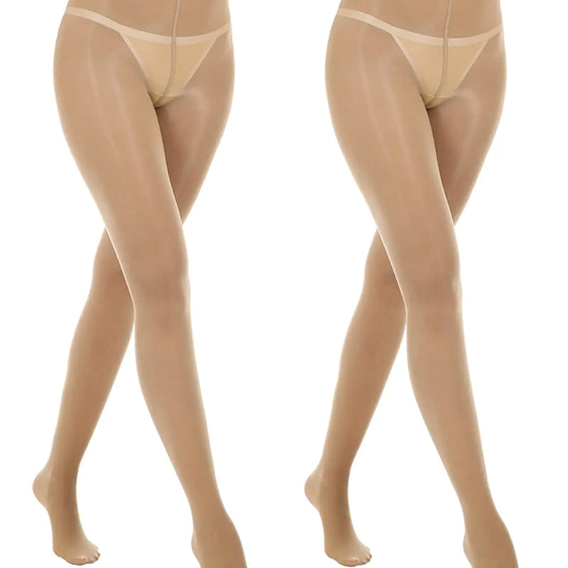 Pack de 2 Collants Transparentes Brilhantes de Cintura Subida