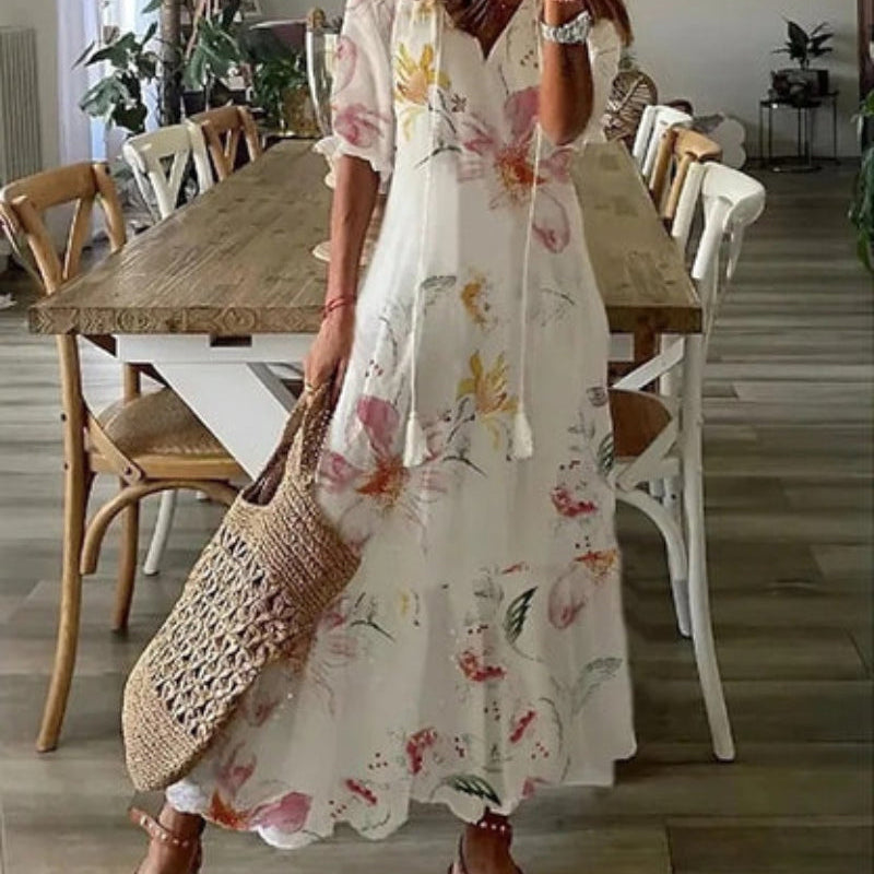 Andrea | Vestido Impresso com Decote em V