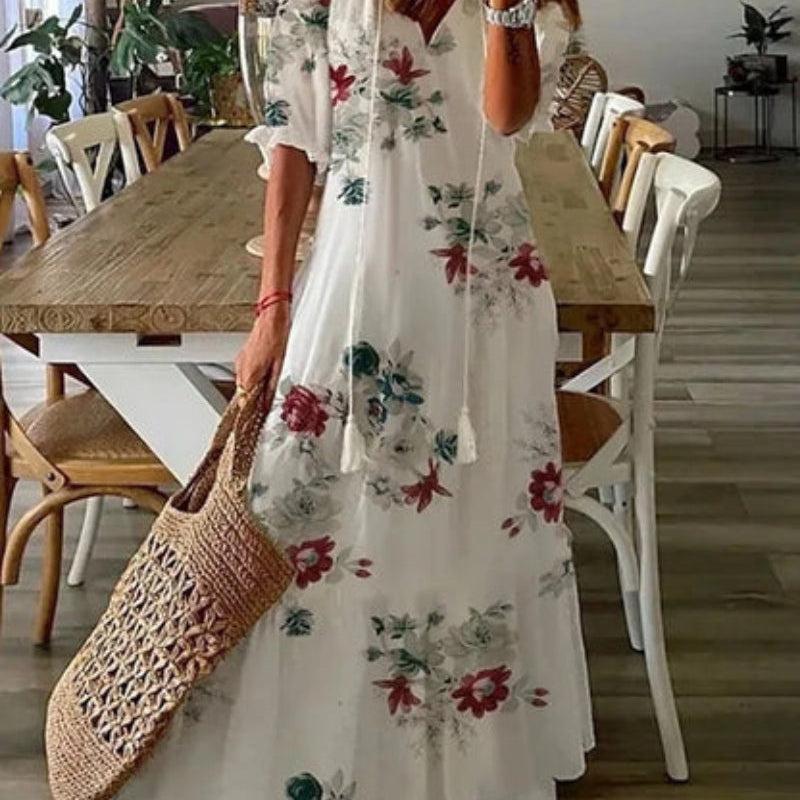 Andrea | Vestido Impresso com Decote em V