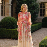 Cressida | Maxi vestido floral transparente de manga longa
