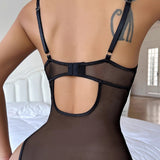 Sexy Leopard Print Mesh Camisole Bodysuit